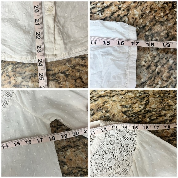 Lucky Brand Vtg Y2k Swiss Dot Crochet Blouse Boho Peasent Ethereal Beach Coastal - Picture 5 of 11